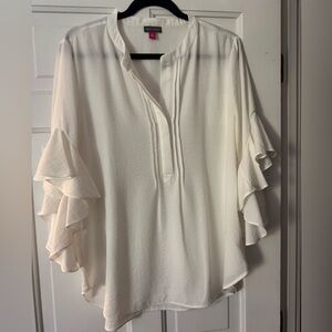 Vince Camuto White Ruffle Sleeve Blouse